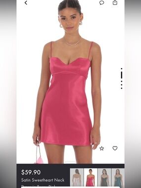 Lucy in the Sky Satin Sweetheart Mini Dress in Hot Pink